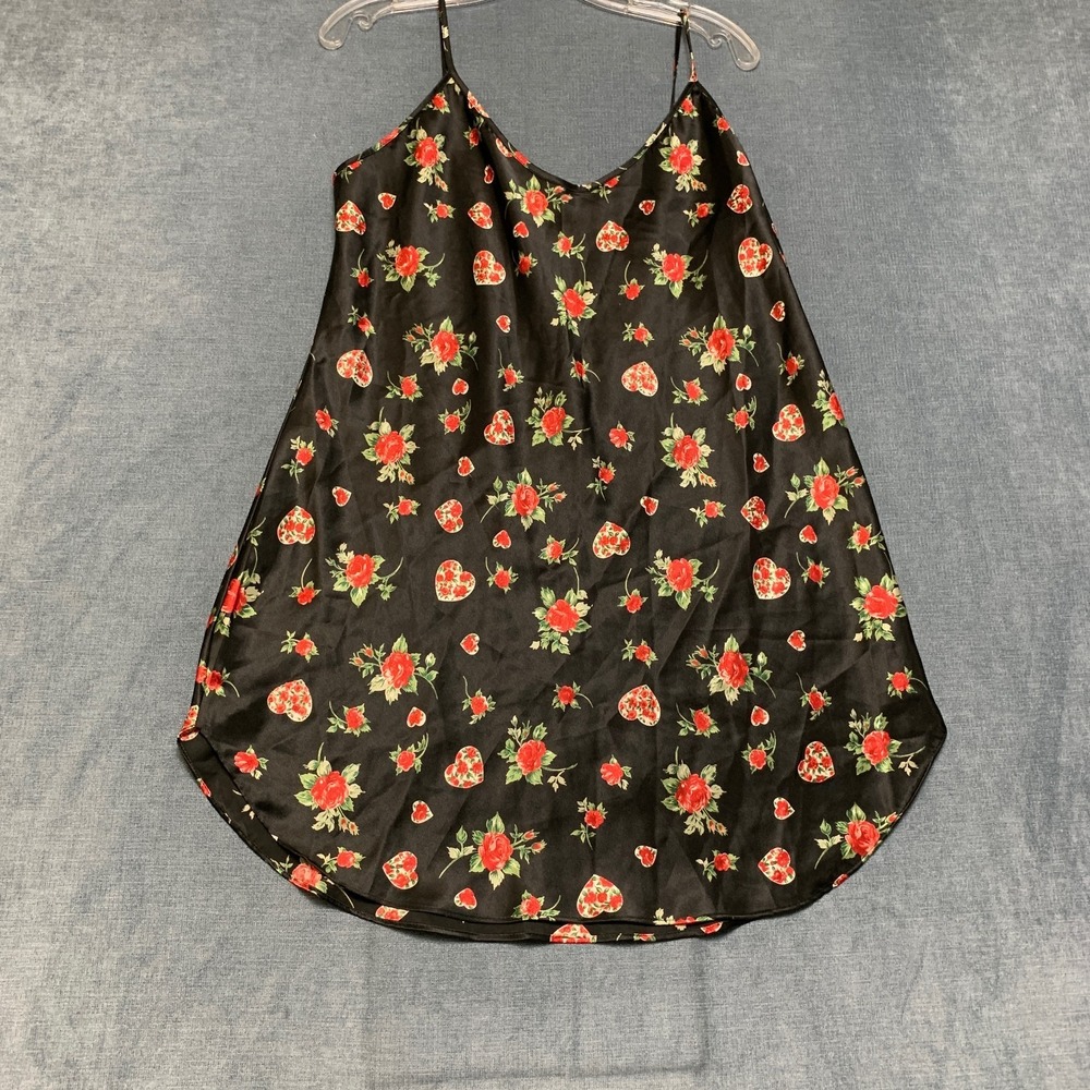 Partners Camisole Top Womens XL Black Floral Heart Print Casual Spaghetti Strap